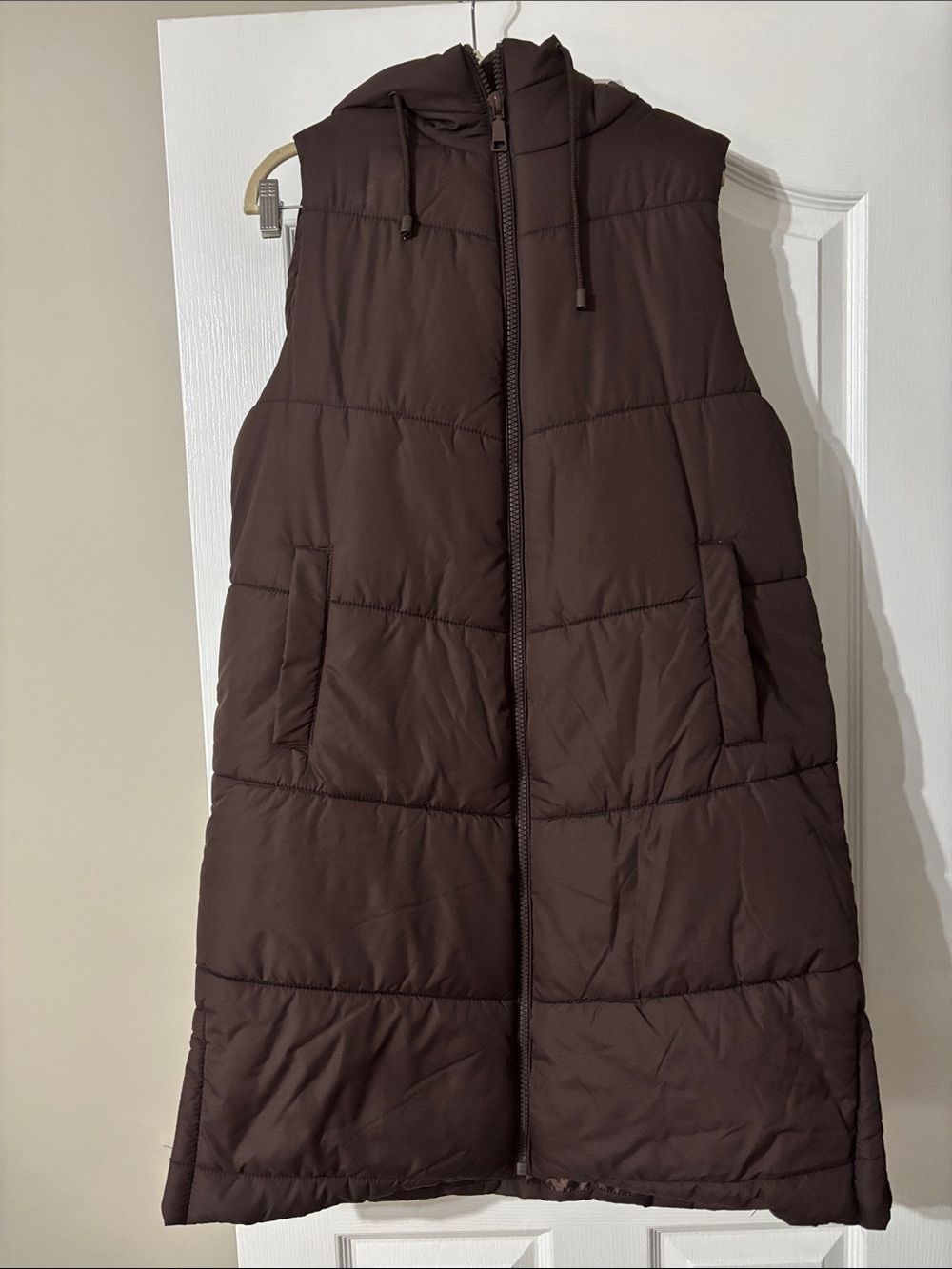 Steve Madden Espresso Quilted Hooded Puffer Vest